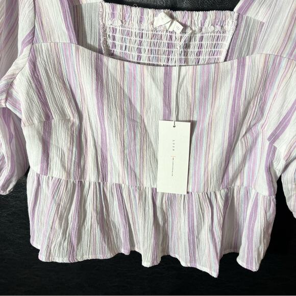 Lush‎ Lavender And White Stripe Top Size Large - Picture 3 of 10